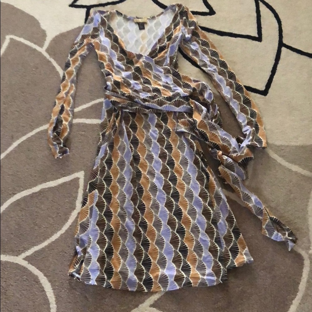 New Issa Silk Jersey Fan Print Half Wrap Dress 2
